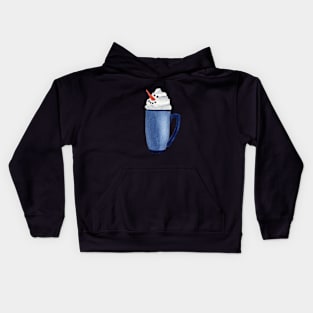 Hot Chocolate Snowman - tall blue mug Kids Hoodie